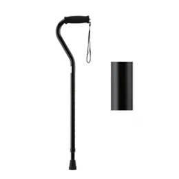 CANE OFFSET W/STRAP-BLACK